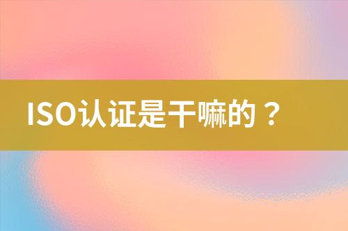 ISO認(rèn)證是干嘛的？